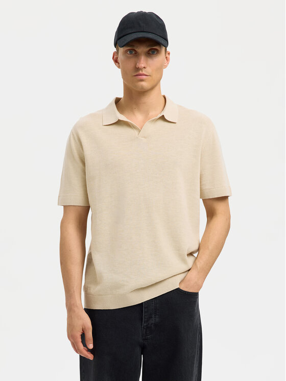 Selected Homme Selected Homme Tricou polo Mattis 16096197 Bej Regular Fit