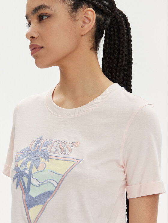Guess Guess T-Shirt Ss Rn Beach Triangle W4GI32 JA914 Rosa Regular Fit