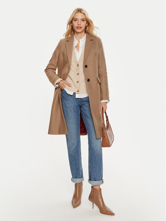 Tommy Hilfiger Tommy Hilfiger Palton de lână WW0WW42738 Maro Regular Fit