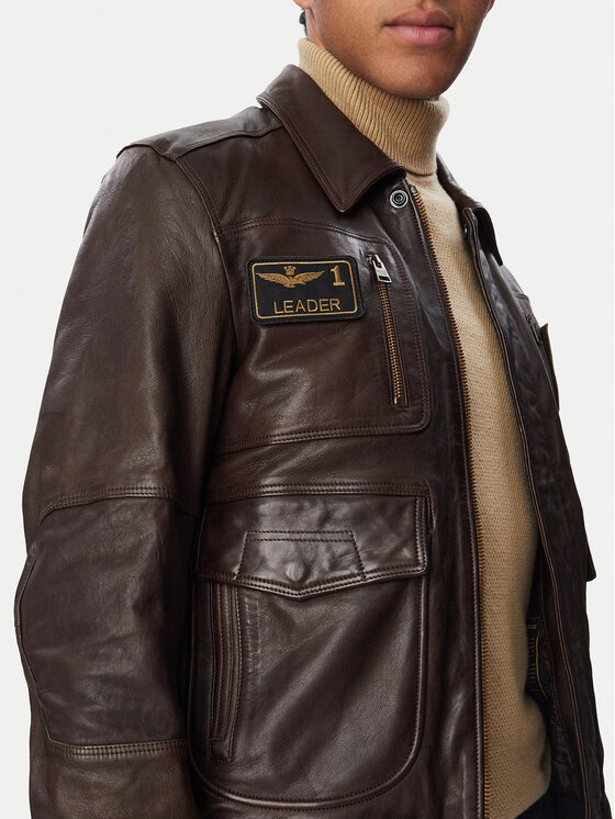 Aeronautica Militare Aeronautica Militare Μπουφάν δερμάτινο 262PN0846U100839 Σκούρο μπεζ Regular Fit