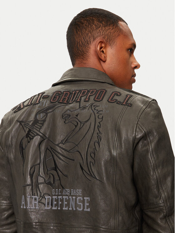 Aeronautica Militare Aeronautica Militare Lederjacke 242PN953PL147 Grau Regular Fit
