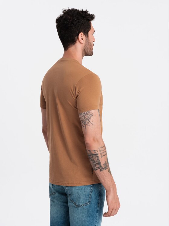 Ombre Ombre T-Shirt OM-TSBS-0145 Brązowy Regular Fit