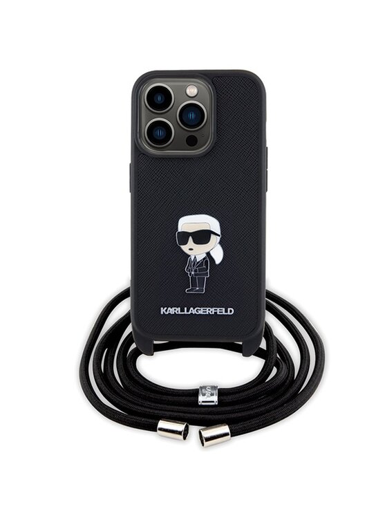 KARL LAGERFELD KARL LAGERFELD Etui na telefon Crossbody Saffiano Metal Monogram Czarny