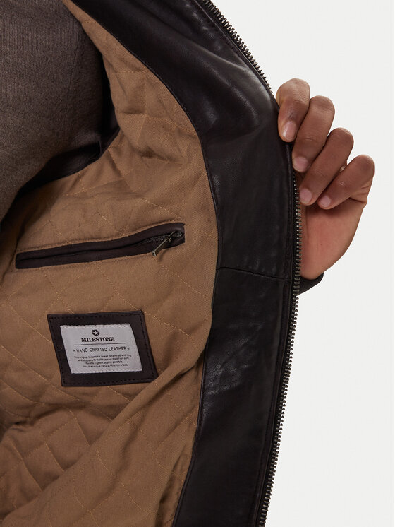 Milestone Milestone Кожено яке Tom 531041 21070 Кафяв Regular Fit