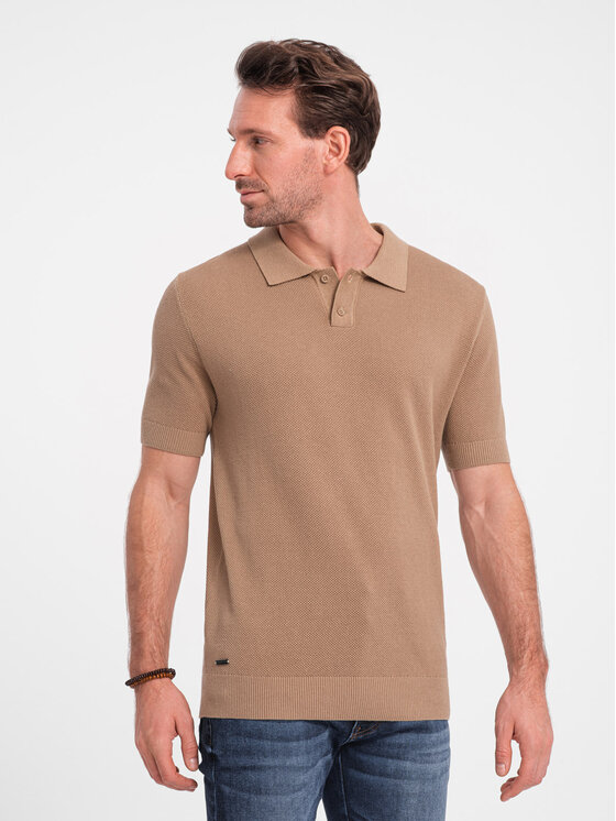 Ombre Ombre Polokošile OM-POSS-0117 Hnědá Regular Fit