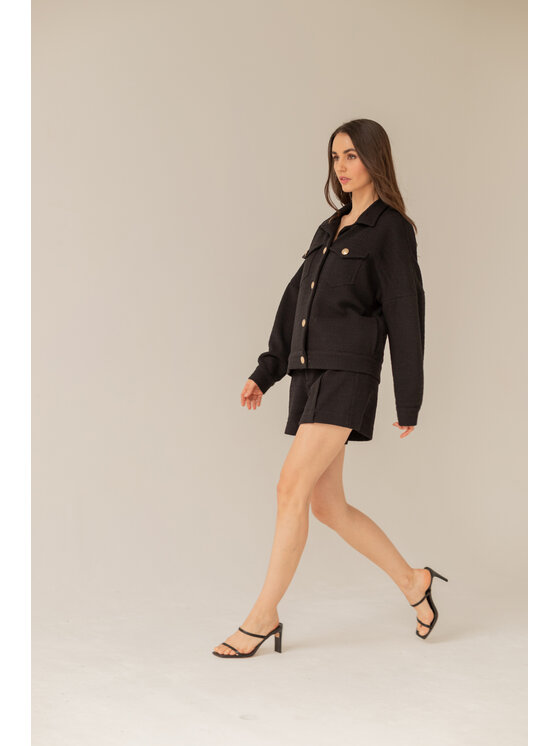 Entelier Entelier Kurtka przejściowa Chanelka Czarny Relaxed Fit