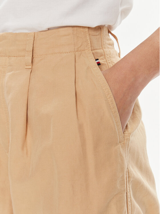 Tommy Hilfiger Tommy Hilfiger Kalhoty z materiálu WW0WW41355 Béžová Relaxed Fit