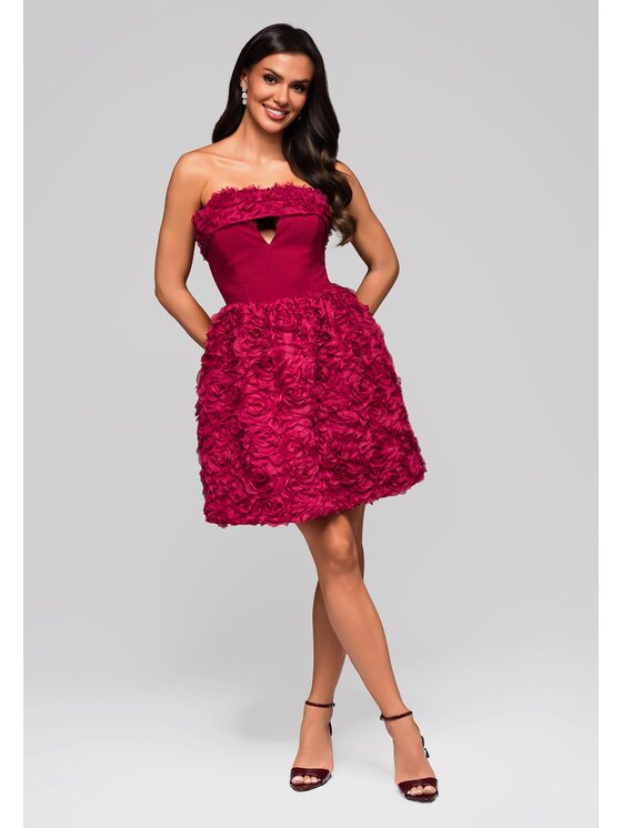Ombre Ombre Sukienka wieczorowa LA-OM-DLR181 Bordowy Regular Fit