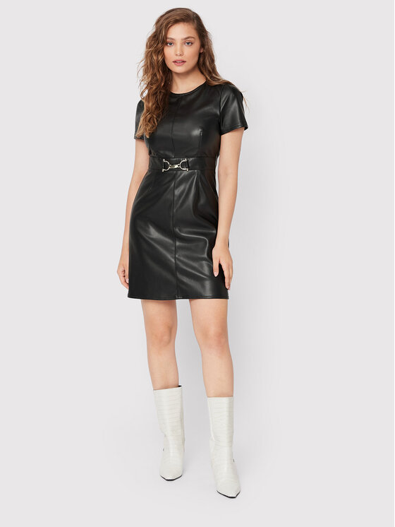 Marella Marella Šaty z imitácie kože Avocado 36260128 Čierna Slim Fit