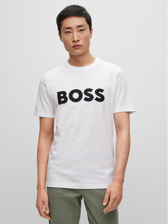 Boss T-krekls Tiburt 345 50486200 Balts Regular Fit