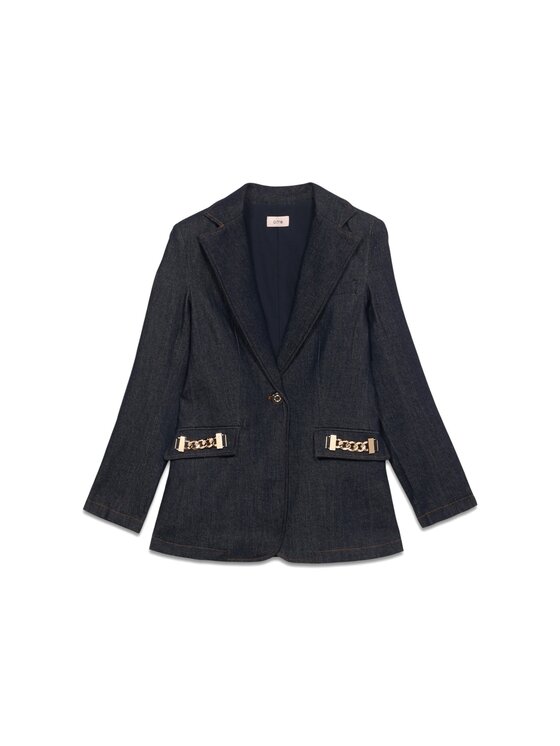 Oltre Oltre Giacca di transizione Q752R004508N034 Blu A-Line Fit