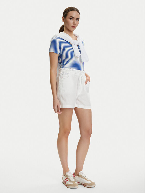 Tommy Jeans Tommy Jeans Kratke hlače iz tkanine DW0DW22227 Bela Regular Fit