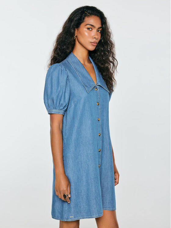 BIG STAR BIG STAR Sukienka jeansowa JENNIE Niebieski A-Line Fit