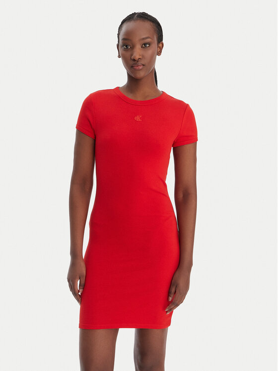 Calvin Klein Jeans Rochie de zi LV047B266G Roșu Slim Fit