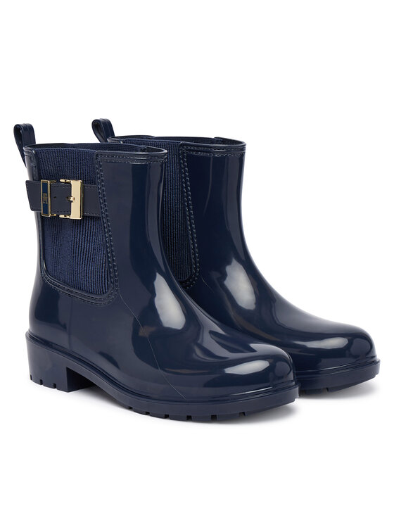 Tommy Hilfiger Tommy Hilfiger Guminiai batai Th Buckle Glossy Ankle Rain Boot FW0FW09543 Tamsiai mėlyna