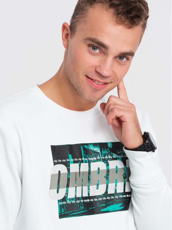 Ombre Ombre Mikina OM-SSPS-0156 Bílá Regular Fit