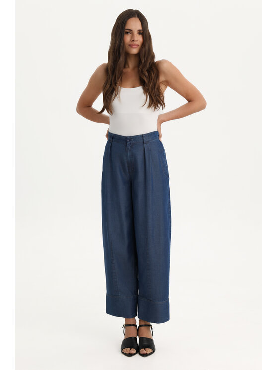 Deni Cler Milano Deni Cler Milano Spodnie materiałowe W-DC-5241-F2-I1-58-1 Granatowy Loose Leg