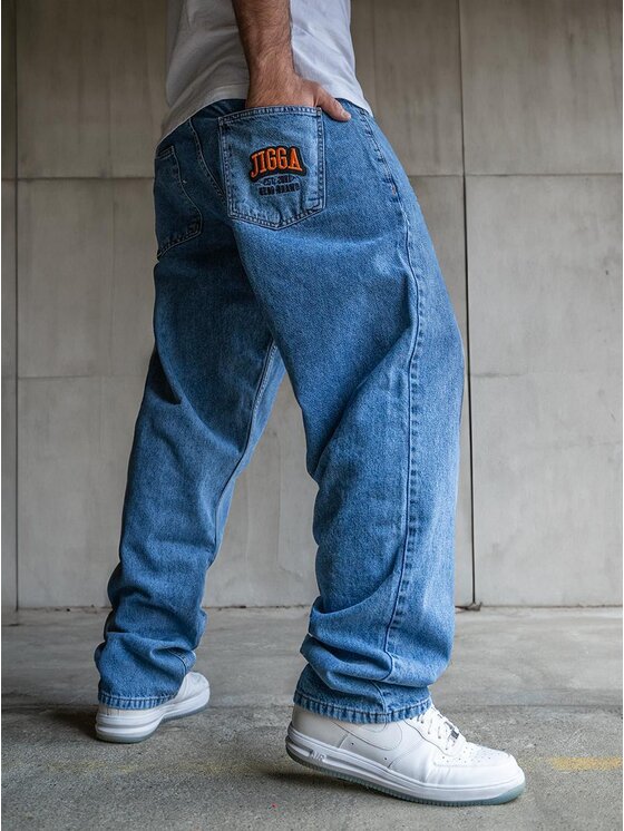 Jigga Wear Jigga Wear Jeansy Szerokie luźne streetwear uliczne premium 129229 Niebieski Baggy Fit