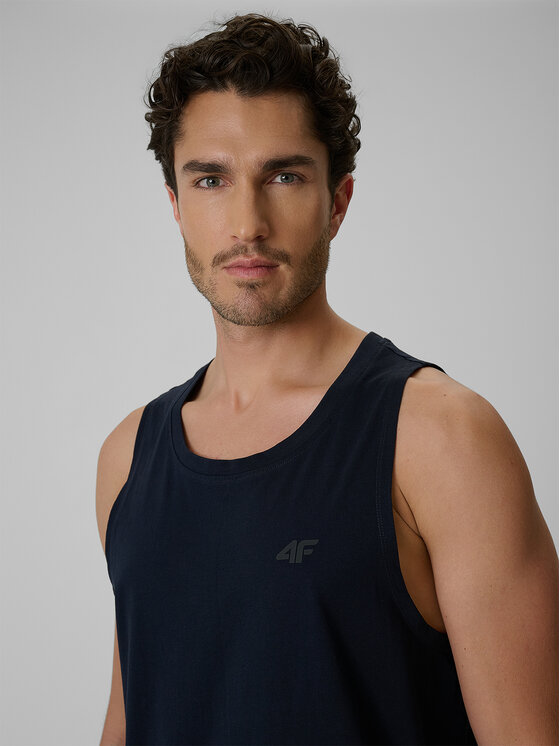 4F 4F Tank top BASIC 5 Granatowy Regular Fit