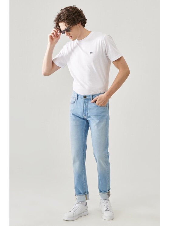 Lee Lee Jeansy DAREN ZIP FLY Niebieski Straight Fit