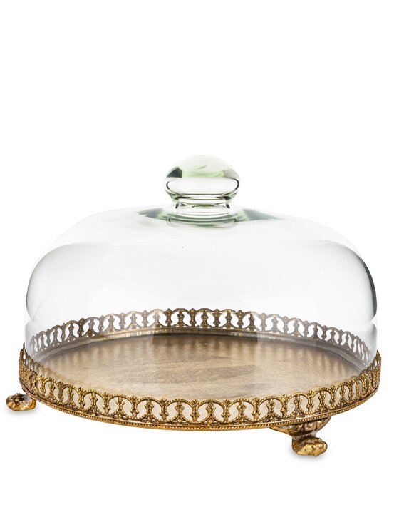 MIAhome MIAhome Patera taca okrągła z kloszem 17x25x25 cm OMBRA Złoty
