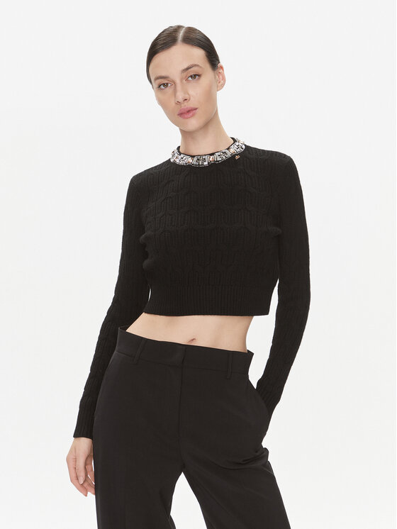 Elisabetta Franchi Sveter MK-15B-37E2-V460 Čierna Slim Fit