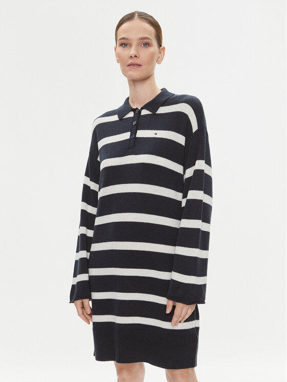 Tommy Hilfiger Tommy Hilfiger Džemper haljina WW0WW39931 Tamnoplava Relaxed Fit