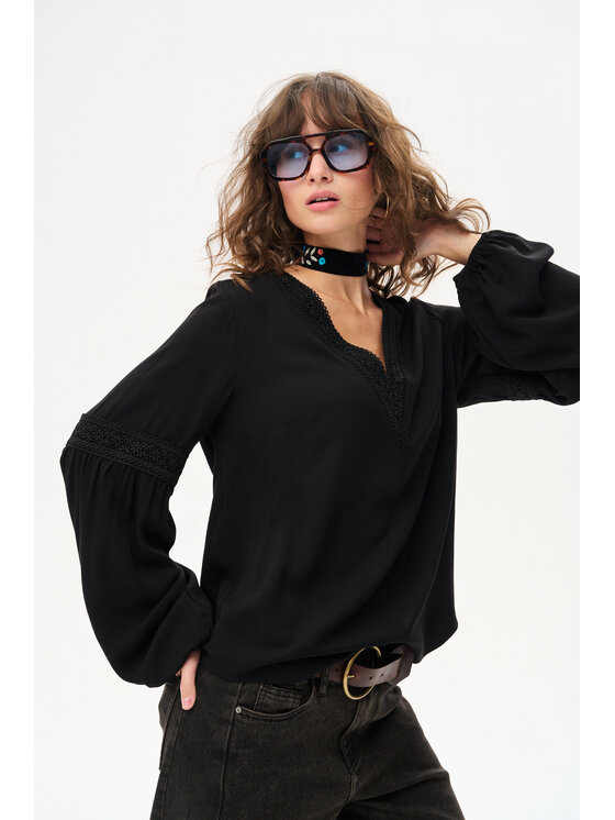 blue shadow blue shadow Bluzka Misty Czarny Regular Fit