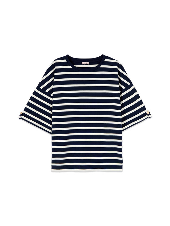 Oltre Oltre T-Shirt G01PJ004716N0Z4 Niebieski Regular Fit