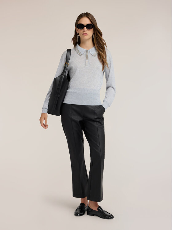 Motivi Motivi Spodnie materiałowe P05RQ004863N033 Czarny Flare Fit