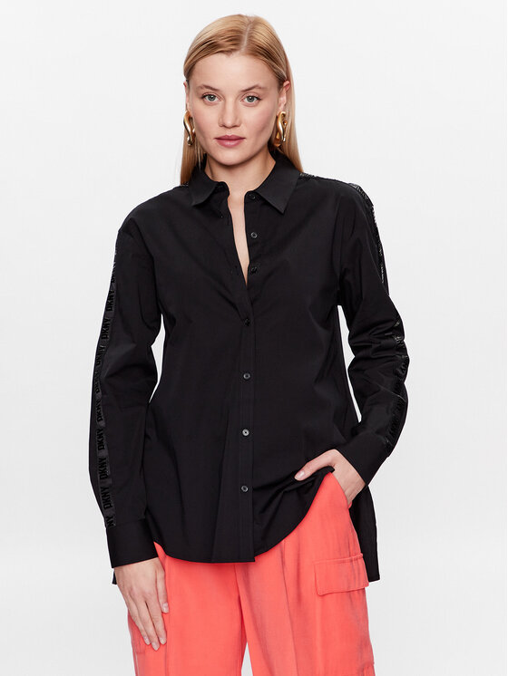 DKNY DKNY Сорочка P31M0RY3 Чорний Oversize