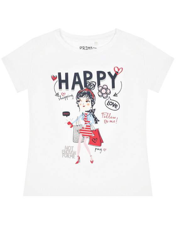 Primigi T-Shirt Happy Shopping 45222502 Biały Regular Fit