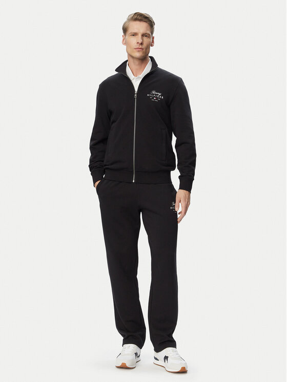 Tommy Hilfiger Tommy Hilfiger Majica dugih rukava Script Stack MW0MW43219 Crna Regular Fit