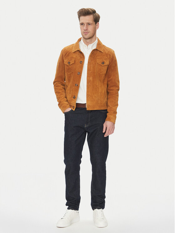 Serge Pariente Serge Pariente Kožená bunda Jeans Hnedá Regular Fit