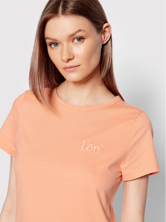 Lee Lee T-Shirt Shrunken L44TETUS 112145186 Pomarańczowy Slim Fit