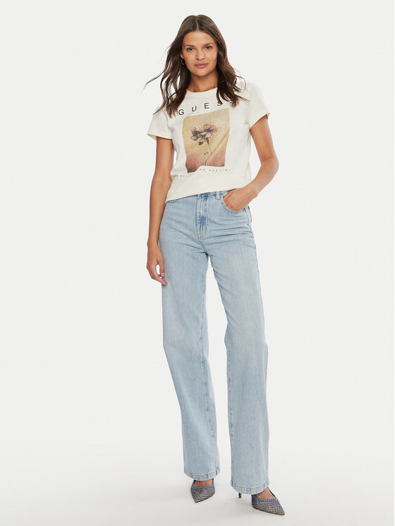 Guess Guess T-krekls W4BI13 KCJI0 Écru Regular Fit