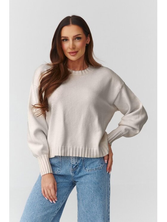 Makadamia Makadamia Sweter C43 Beżowy Loose Fit