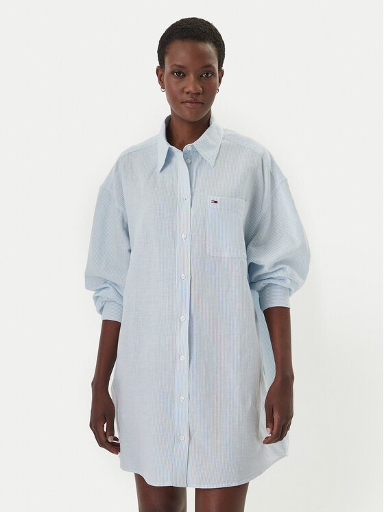 Tommy Jeans Tommy Jeans Hemdkleid DW0DW22344 Himmelblau Relaxed Fit