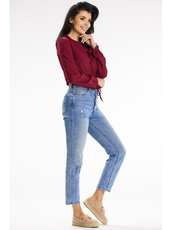 Awama Awama Koszula A651 Bordowy Basic Fit