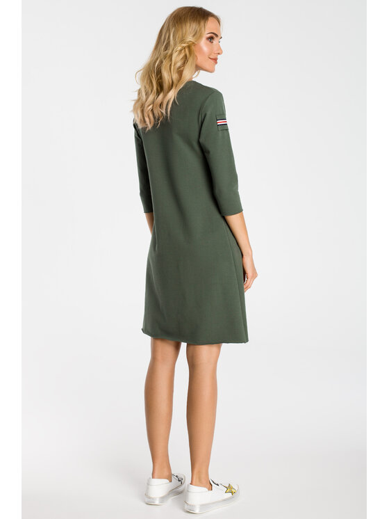 Made of Emotion Made of Emotion Sukienka codzienna M343 Zielony Basic Fit