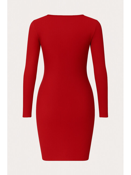 Nudyess Nudyess Vestito di maglia California mimi z prążka Rosso Fitted Fit