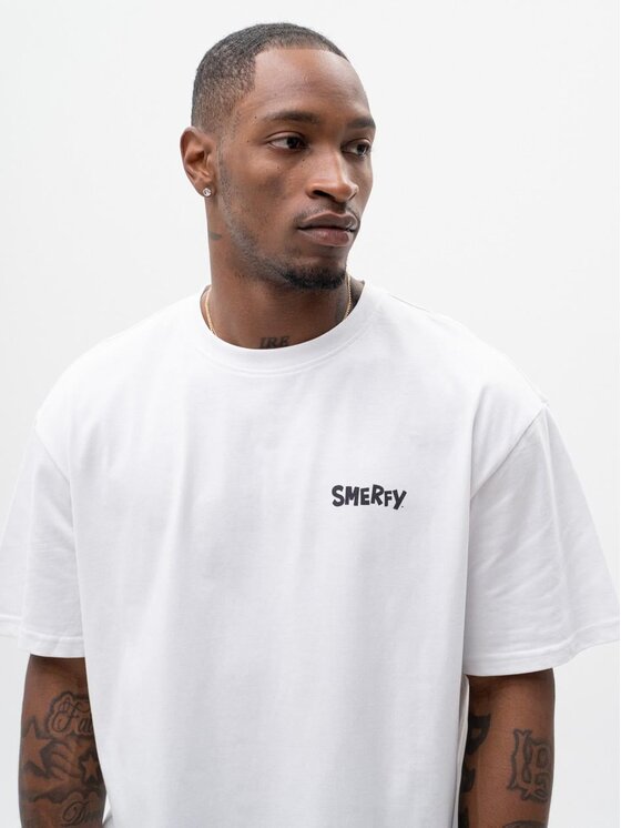 Smerfy Smerfy T-Shirt Szeroka street Toadstool 117236 Biały Oversize