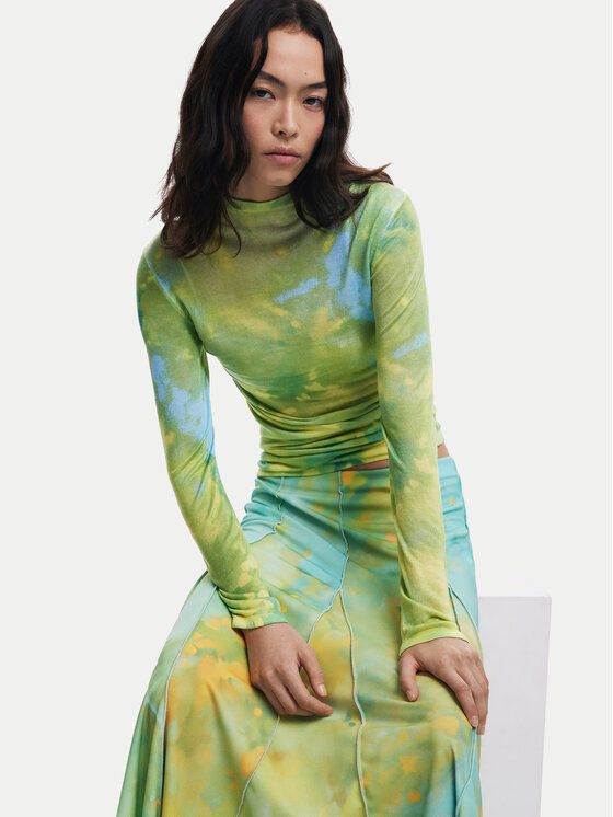 Desigual Desigual Fustă maxi Desvanecer 25WWFK06 Verde Regular Fit