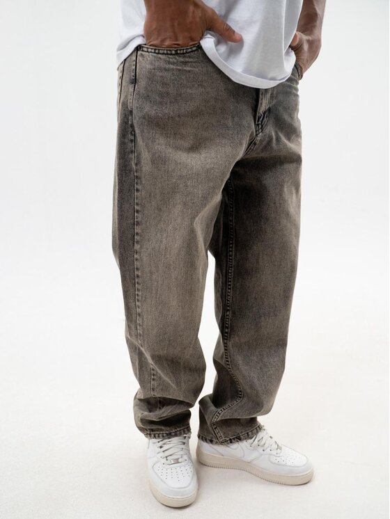 Jigga Wear Jigga Wear Jeansy Szerokie luźne bagy korona Brązowy Baggy Fit