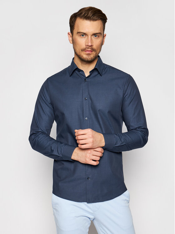 Jack & Jones Jack & Jones Риза Jprblagraduation 12183478 Тъмносин Slim Fit