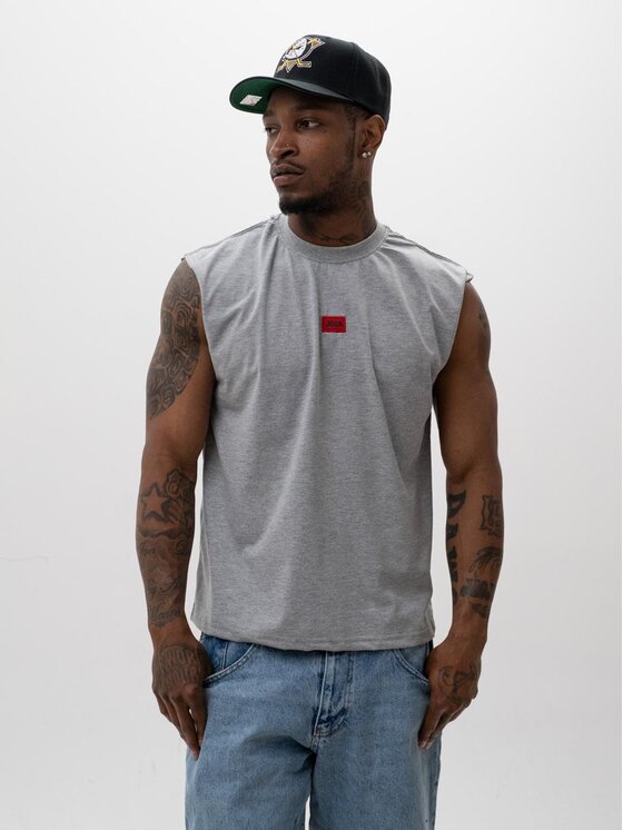 Jigga Wear Jigga Wear Kamizelka BEZRĘKAWNIK Tank Top Męski BAWEŁNIANY Koszulka Bez Rękawów Męska Szara Jigga M Szary Regular Fit