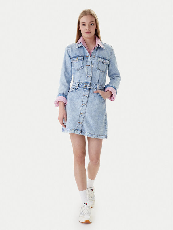 Tommy Jeans Tommy Jeans Rochie de blugi DW0DW22004 Albastru Regular Fit