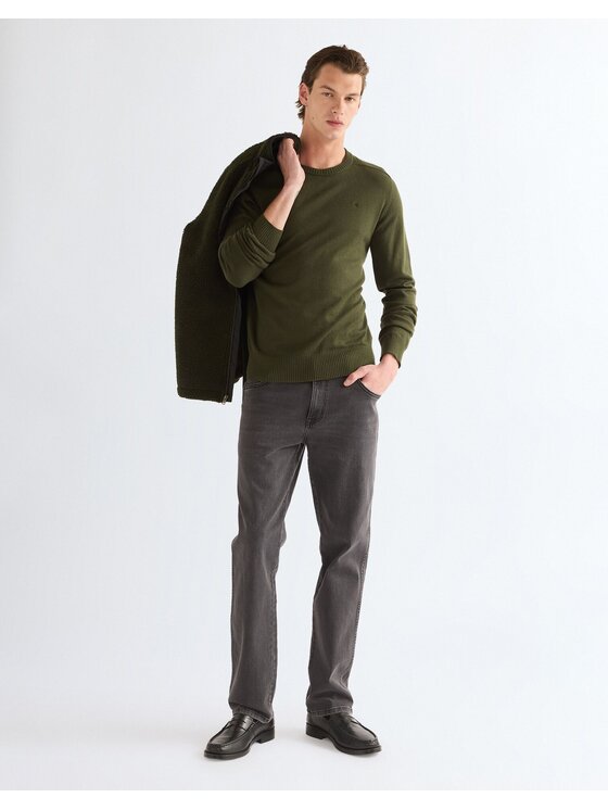 Wrangler Wrangler Sweter CREW NECK KNIT Zielony Regular Fit