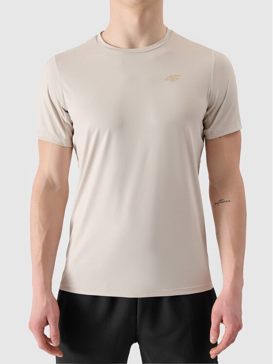 4F 4F Koszulka techniczna MONOCHROME Kremowy Regular Fit