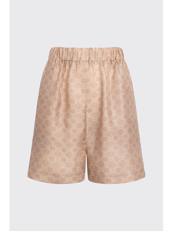 MARI PRETI MARI PRETI Kalhoty z materiálu MONOGRAM M Béžová Regular Fit
